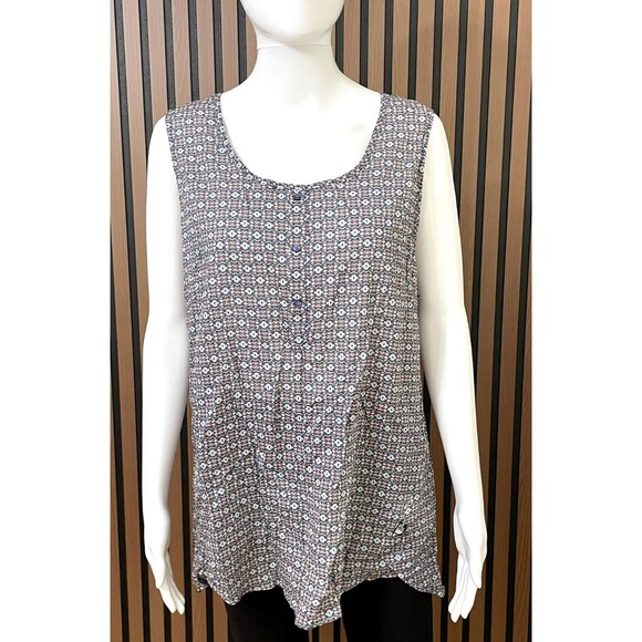 The North Face Women's XL Blue Tank Cotton Tunic Top Floral Casual Boho Chic - Picture 1 of 7